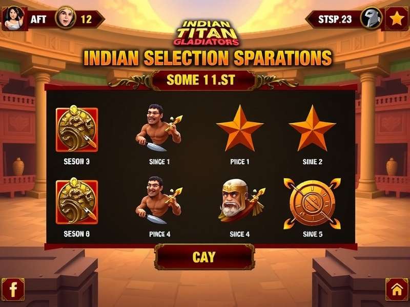 Indian Titan Gladiators character selection screen